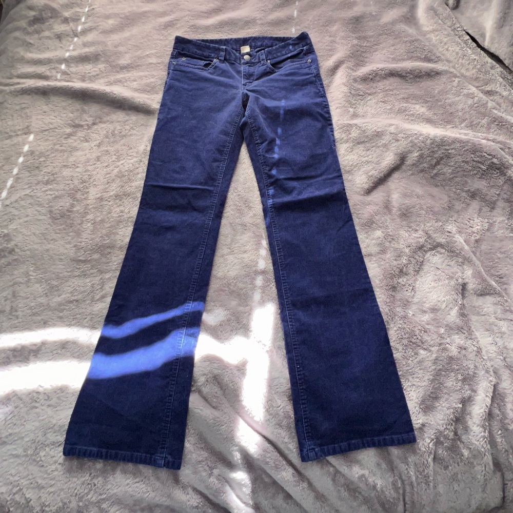 Blue low rise corduroy pants